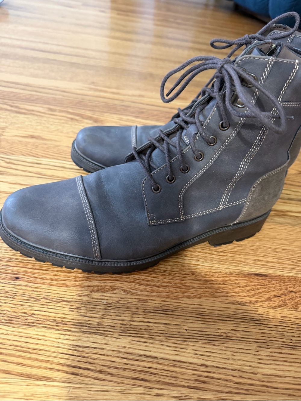 Dockers Men's Charcoal Lace-Up Side-Zip Combat Boots - Picture 4 of 7